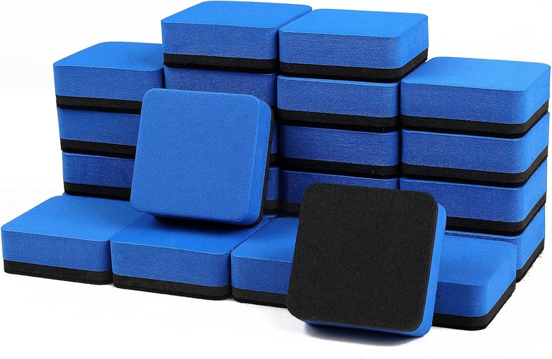 RNKP 24 Pack Magnetic Whiteboard Dry Erase Erasers Chalkboard Cleansers for Classroom, Home and Office (Blue) - Image 1